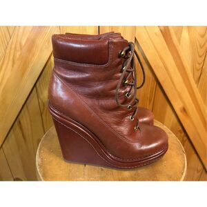Marc by Marc Jacobs ankle boots Red brown Leather Wedge platform Size 39 US 9